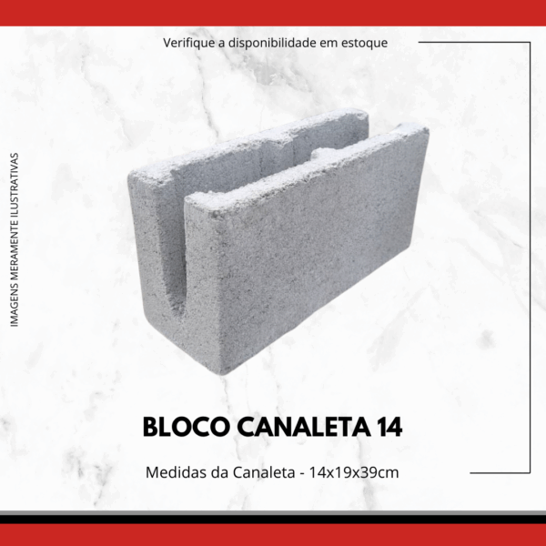 Bloco Canaleta de Concreto 14x19x39cm para Vergas e Cintas Estruturais