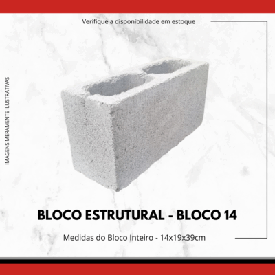 Bloco Estrutural de Concreto 14 e Meio Bloco 14