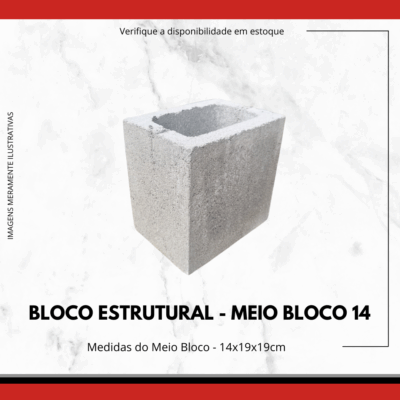 Bloco Estrutural de Concreto 14 e Meio Bloco 14 - Imagem 2