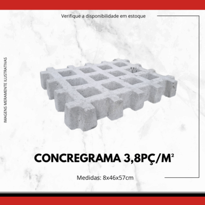Concregrama de Concreto 8x46x57cm – Piso Ecológico Permeável