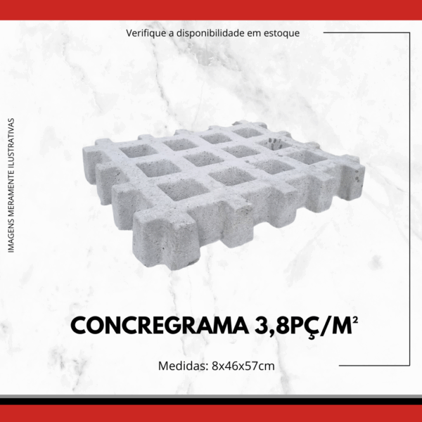 Concregrama de Concreto 8x46x57cm – Piso Ecológico Permeável