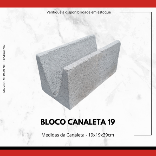 Bloco Canaleta de Concreto 19x19x39cm para Alvenaria Estrutural