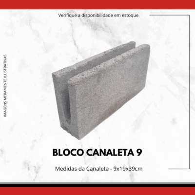 Bloco Canaleta de Concreto 9x19x39cm para Vergas e Cintas
