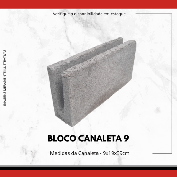 Bloco Canaleta de Concreto 9x19x39cm para Vergas e Cintas