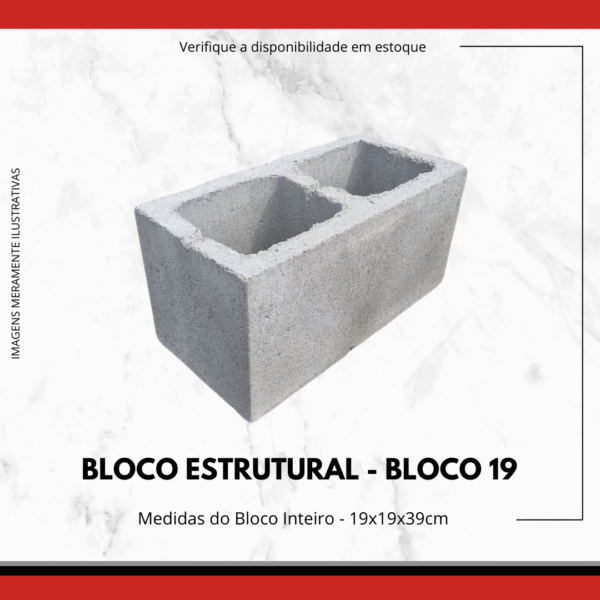 Bloco Estrutural de Concreto 19x19x39cm e Meio Bloco 19x19x19cm – Bloco 19
