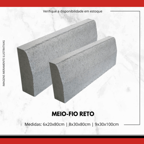 Meio-Fio Reto de Concreto Pré-Moldado – 6x20x80 | 8x30x80 | 9x30x100