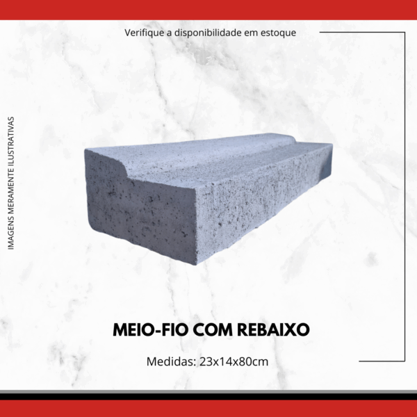 Meio-Fio com Rebaixo de Concreto Pré-Moldado 23x14x80cm